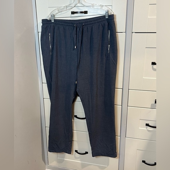 George. XXL Dressy joggers. Zippers. Drawstring. Plus.. Gray blue. - Picture 1 of 5